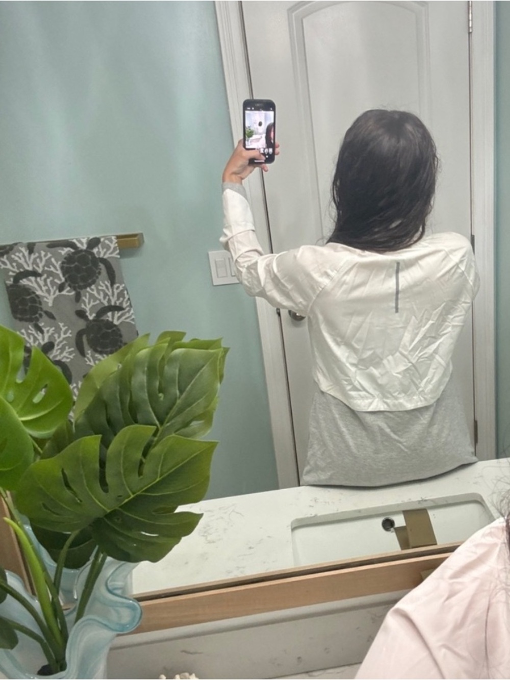 Women's Two-Tone White and Light Gray Utility Jacket